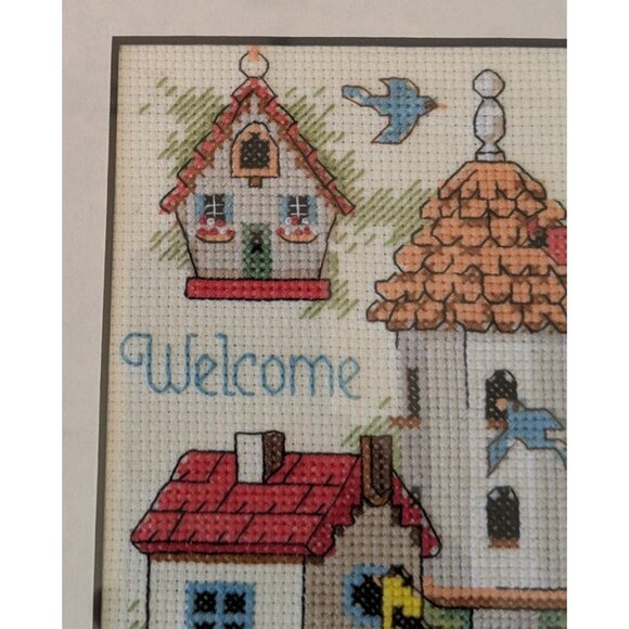 Framed Cross-Stitch Birdhouse Welcome Art In Wooden Frame - Picture 5 of 14